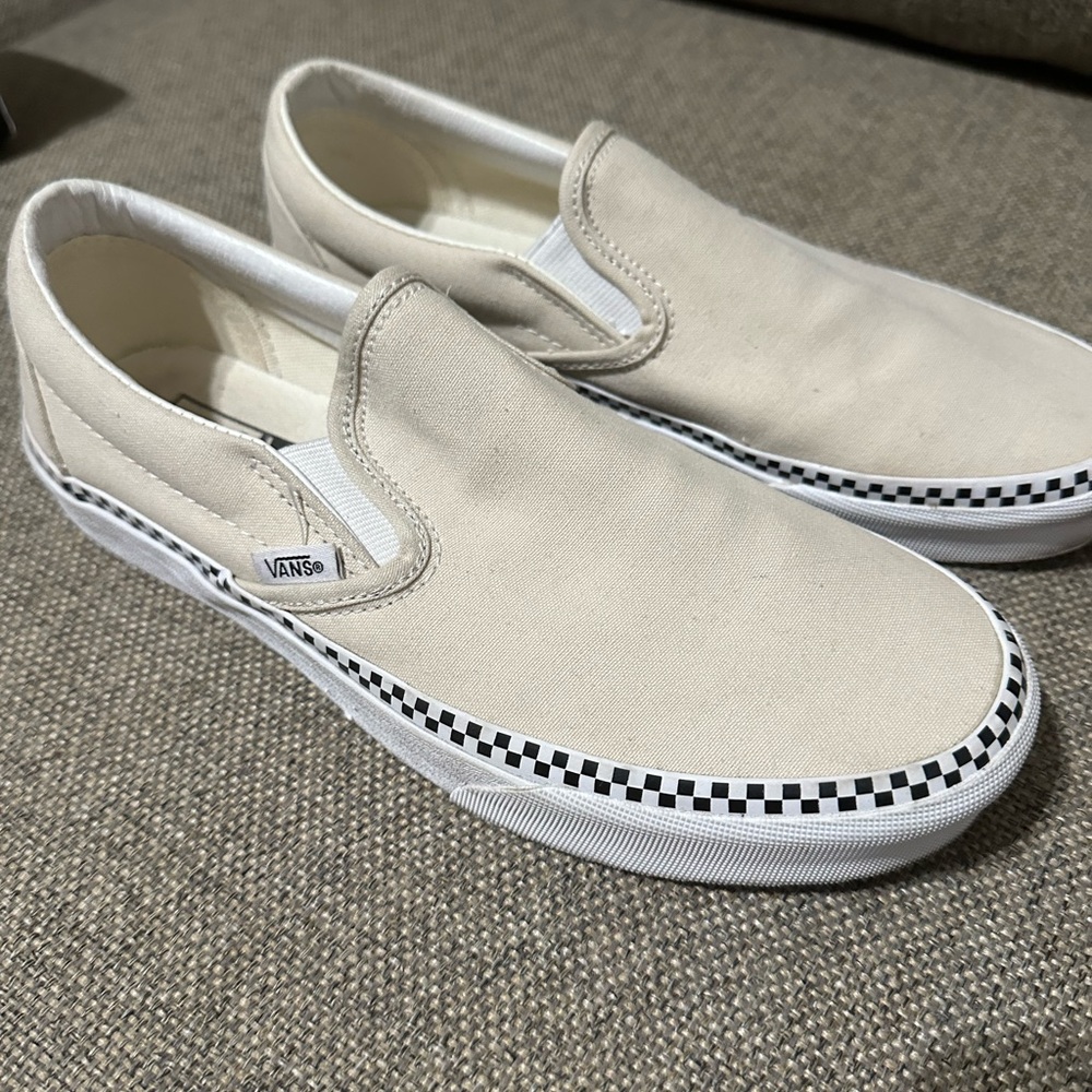 Vans Cream Slip-On Shoes